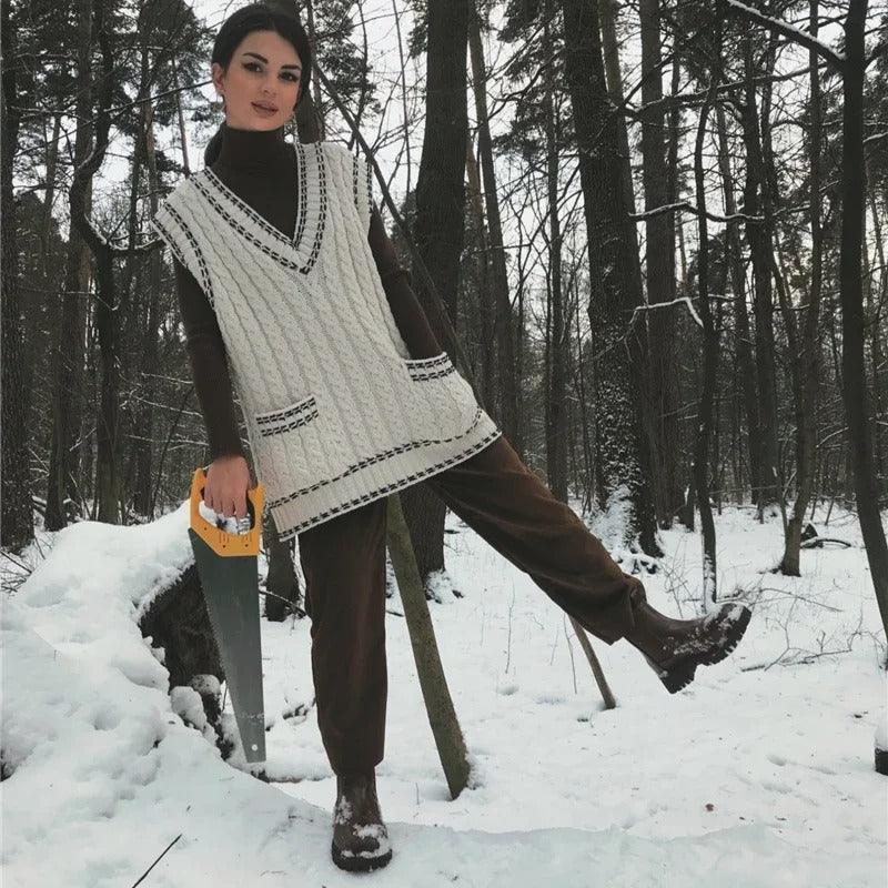 Varm bukse i kordfløyel til dame