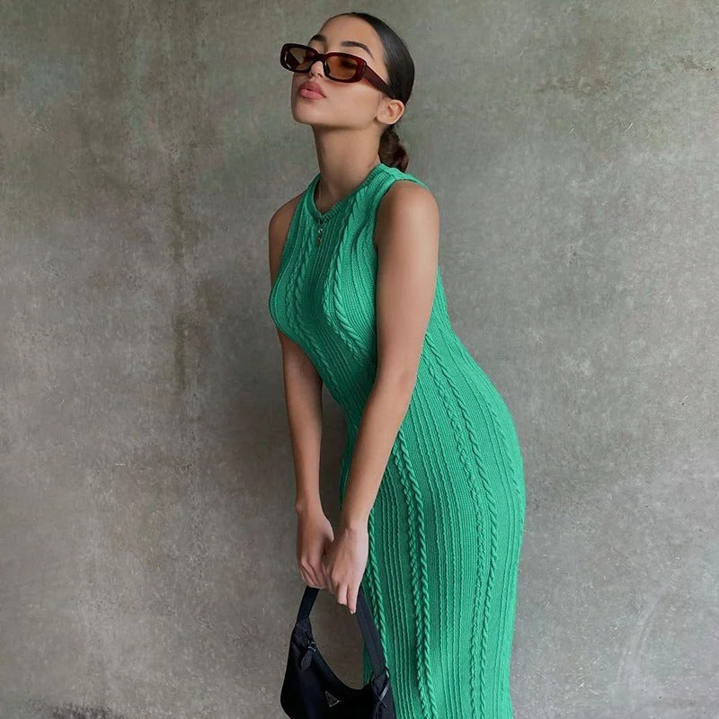 Ermeløs heklet bodycon for kvinner