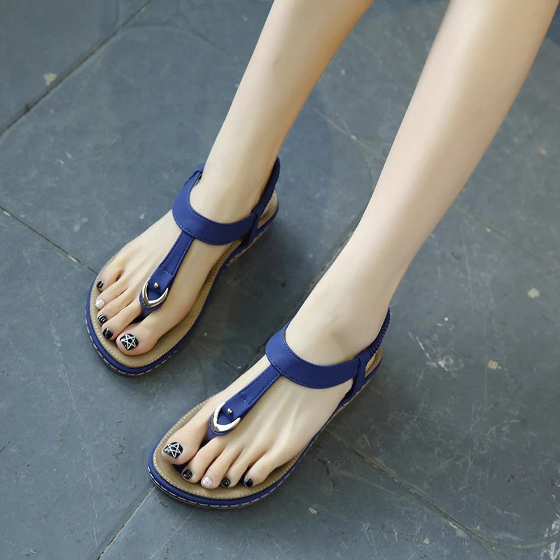 Flate sandaler med elastisk ankelrem for kvinner