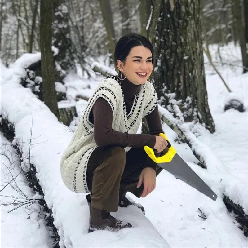 Varm bukse i kordfløyel til dame