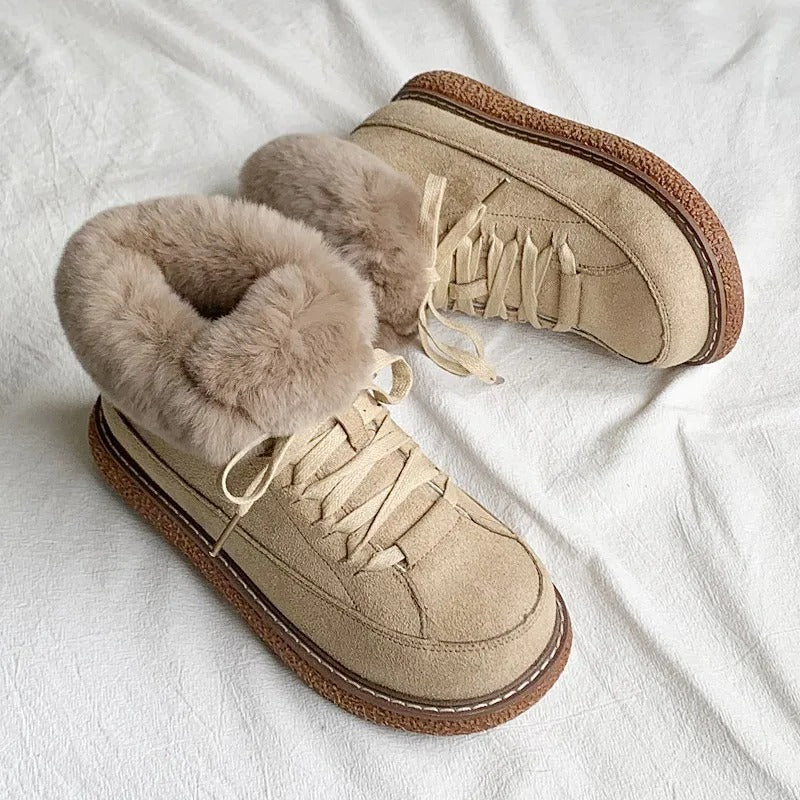 Varme ankelstøvler med snøring for kvinner