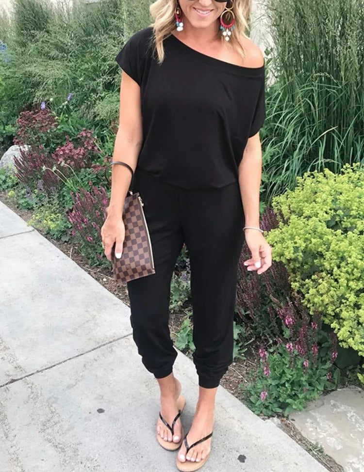 Løs jumpsuit uten skuldre for kvinner