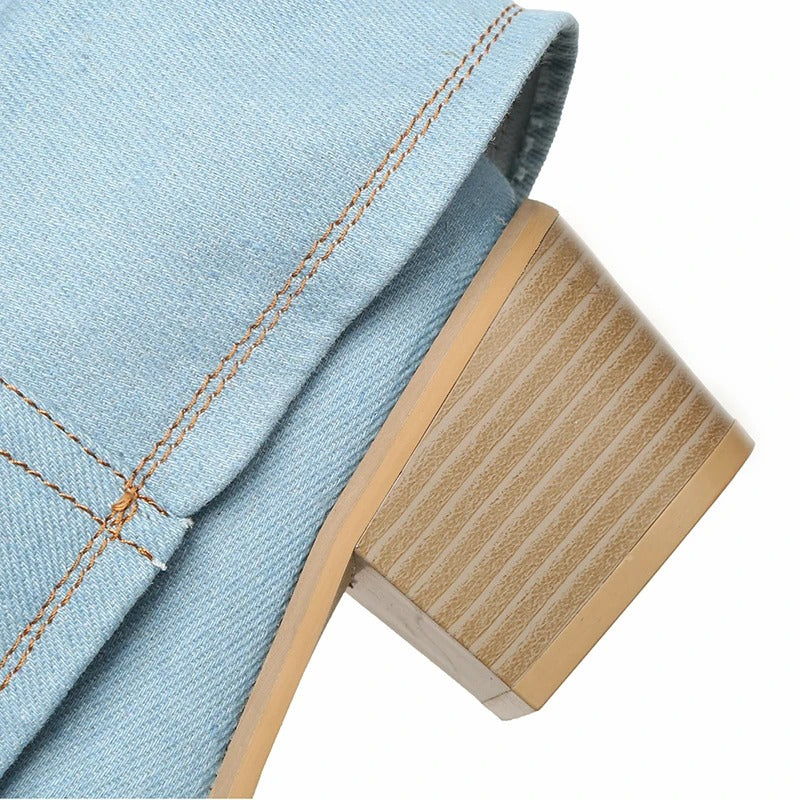 Blokke hæler Dame denim støvler