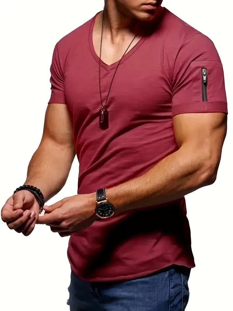 Variant image for Herre T-skjorte V-hals Casual Bomull-3