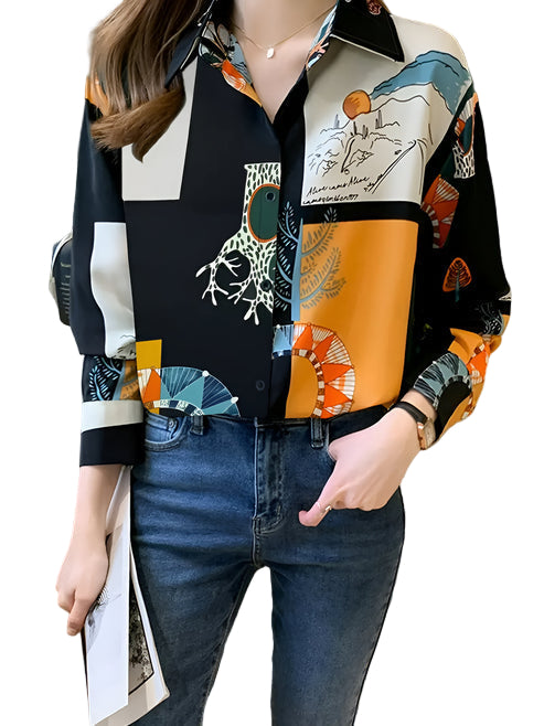 Kvinne Bluse Vintage-Inspirert Bomullsblanding