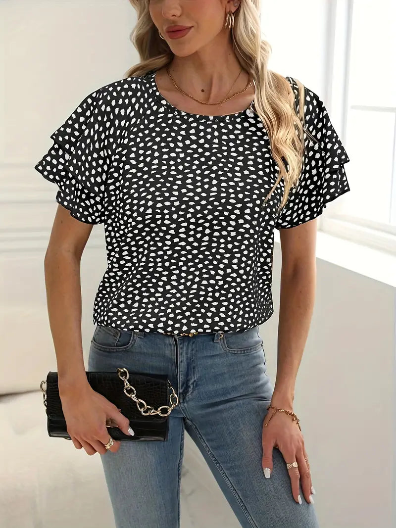 Variant image for Dame Bluse Ruffled Polyester Sirkulær Utringning-25