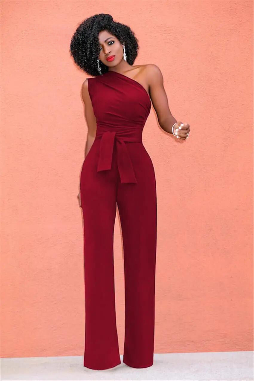 Dame Jumpsuit En-Skulder Design Polyester og Bomull-2
