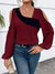 Kvinne Bluse Fargeblokk Elegant Langermet Polyester