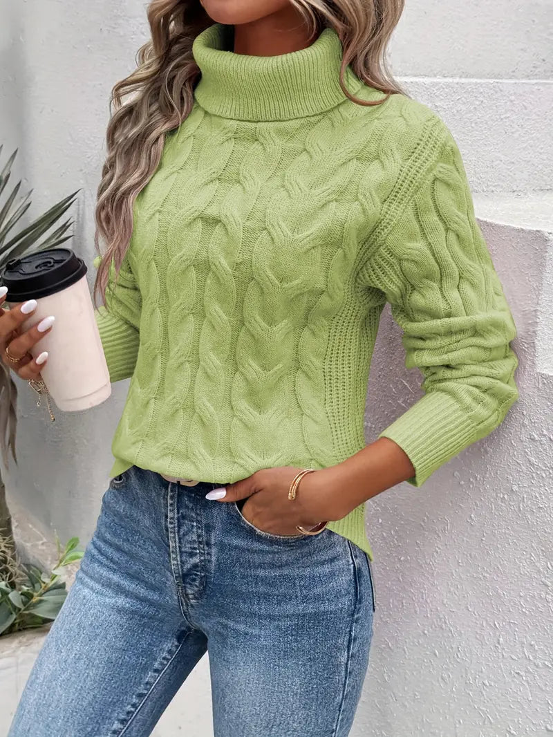 Variant image for Kvinne Turtleneck Genser Kabelmønster 100% Akryl-57