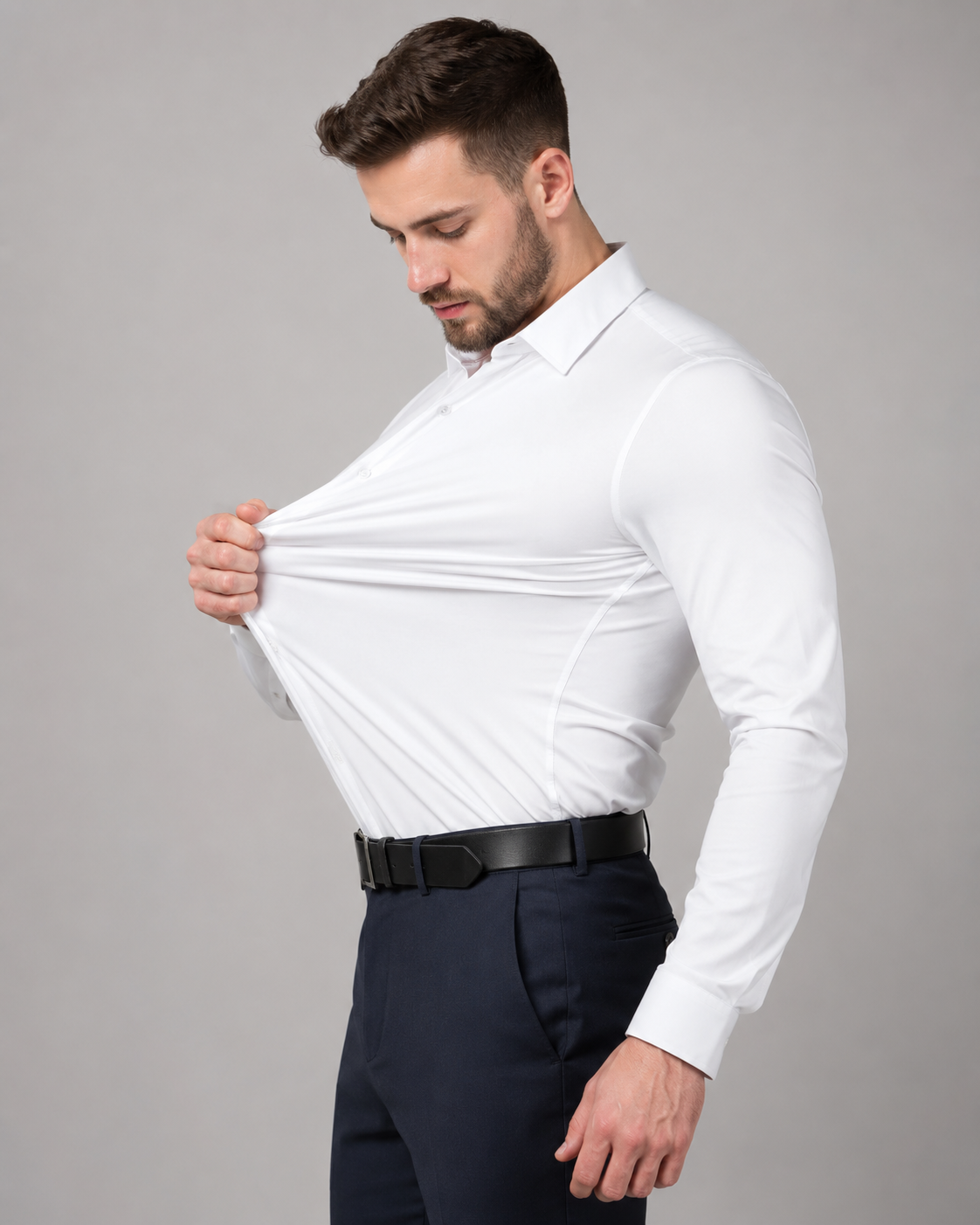 Herreskjorte Rynkefri Stretch Komfort Stil Elastan