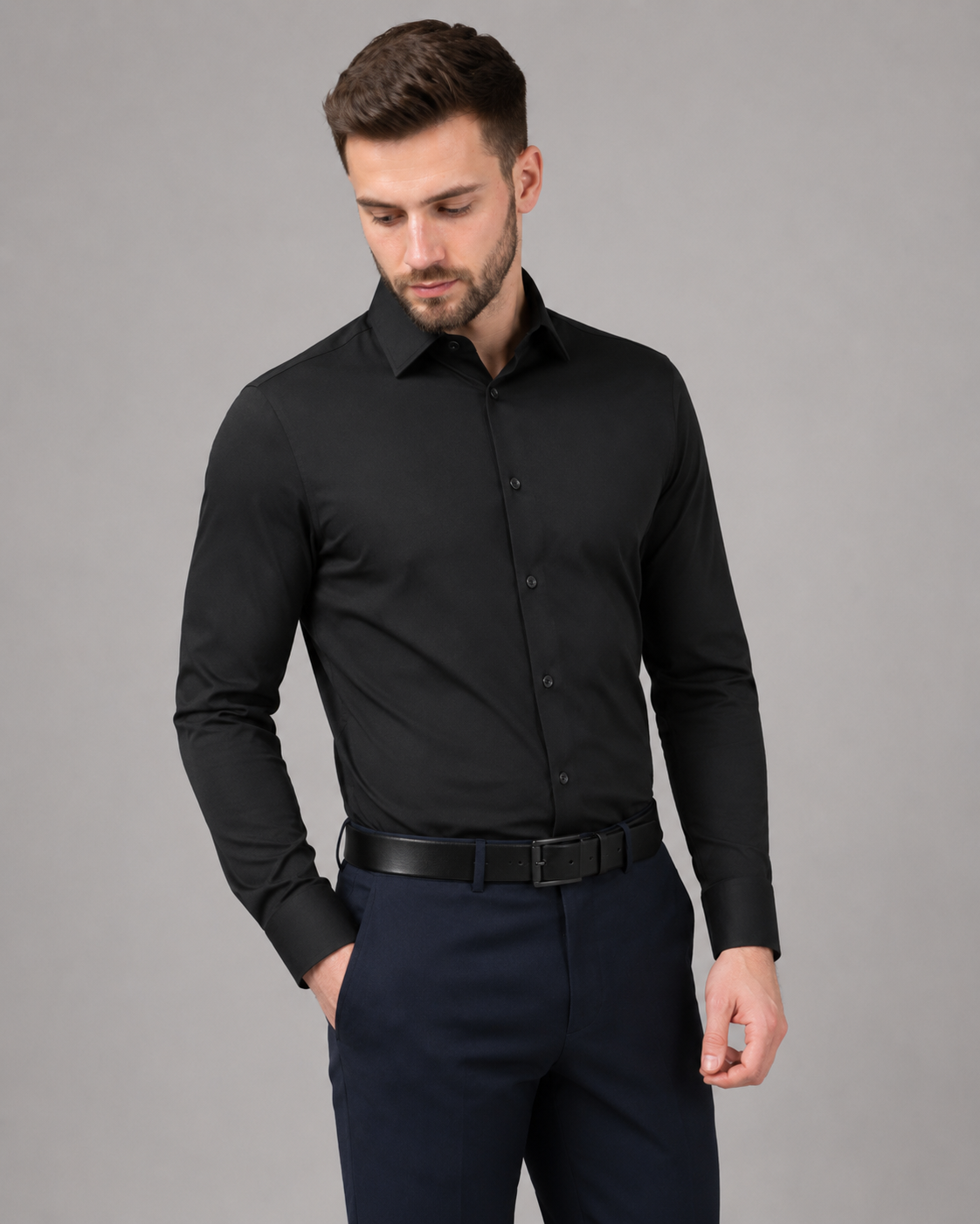 Herreskjorte Rynkefri Stretch Komfort Stil Elastan