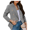 Dobbeltradet houndstooth-blazer for dame