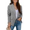 Dobbeltradet houndstooth-blazer for dame