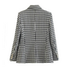 Dobbeltradet houndstooth-blazer for dame