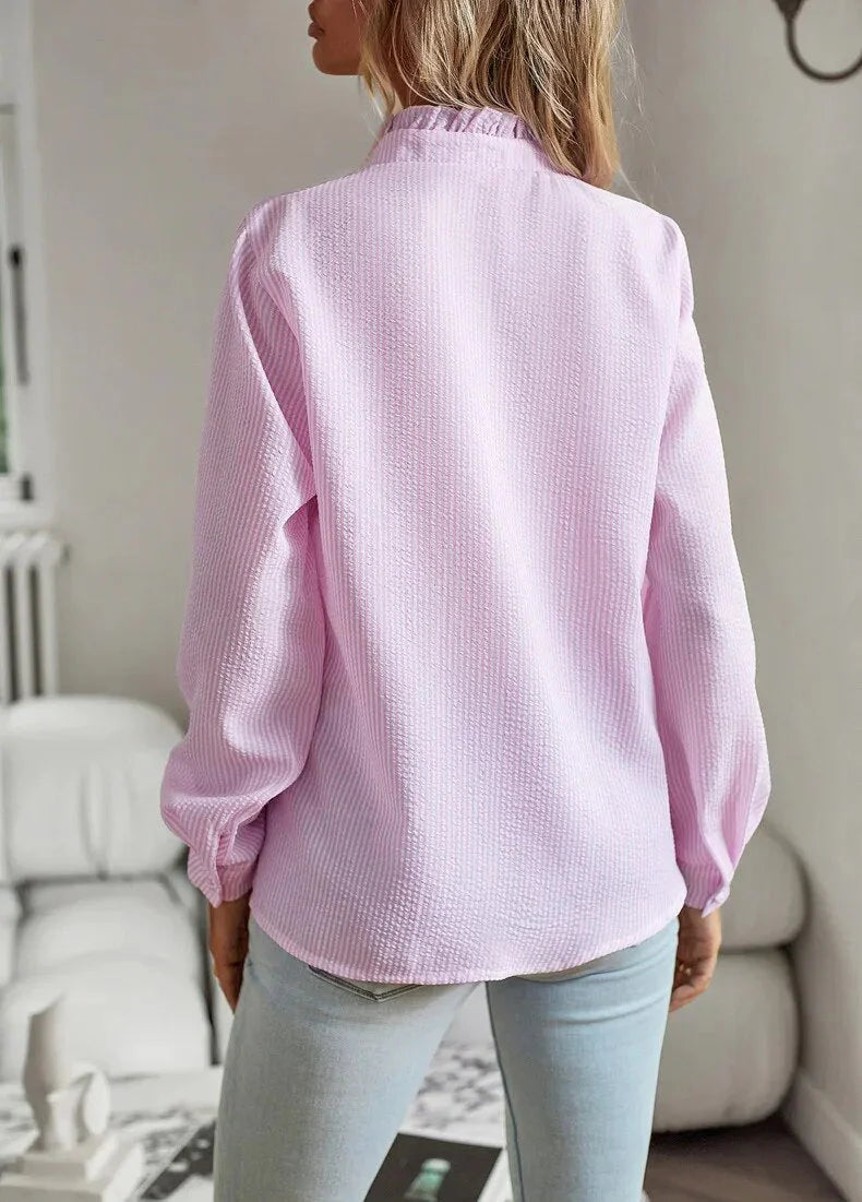 Kvinne Bluse Elegant Langermet Polyester