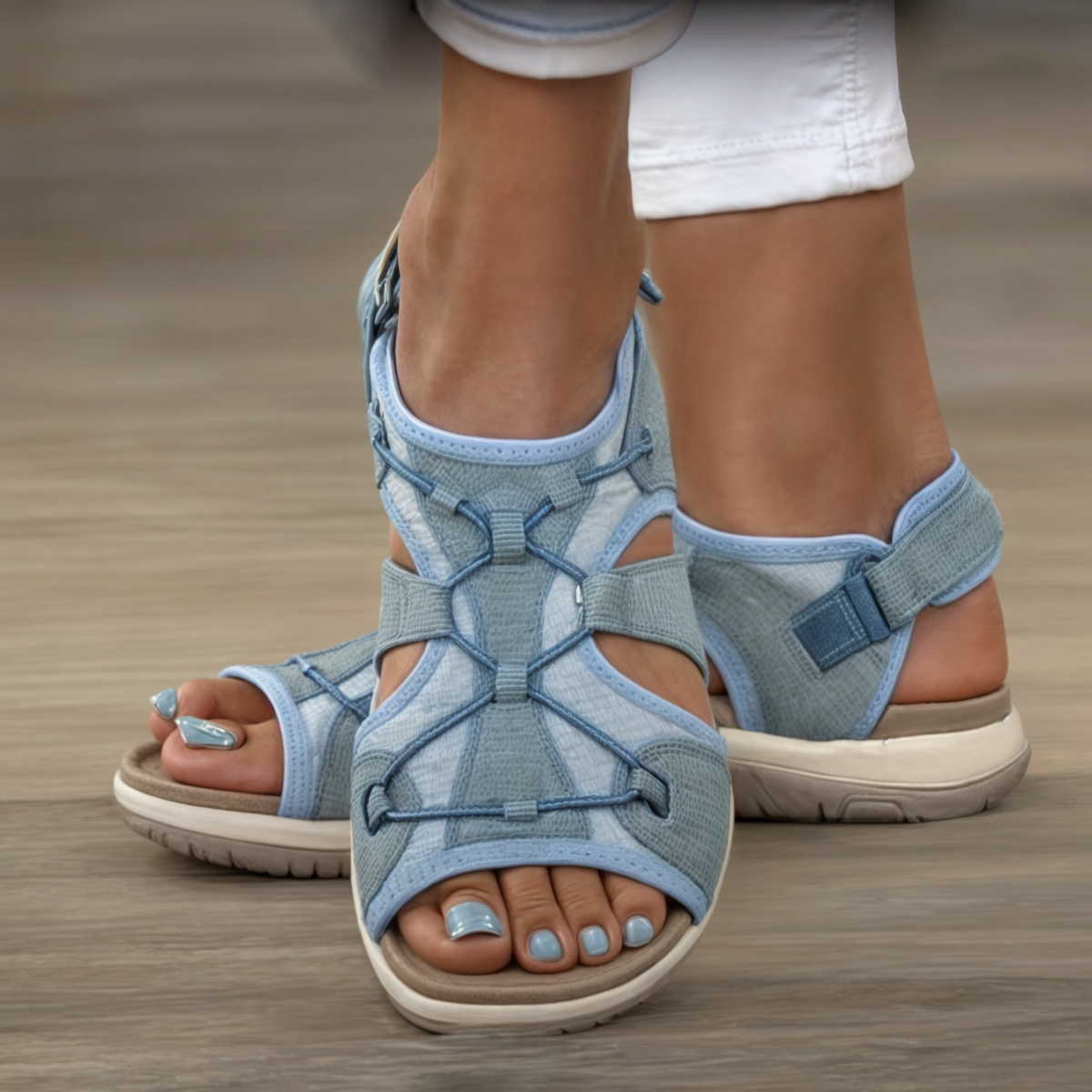 Runde sandaler med åpen tå