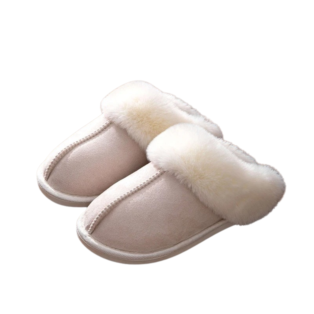 Fluffy varm semsket tøfler for kvinner