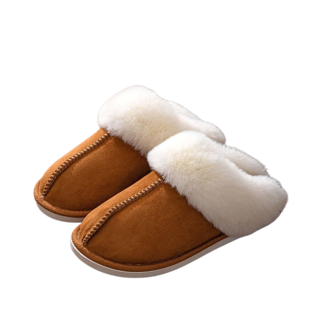 Fluffy varm semsket tøfler for kvinner