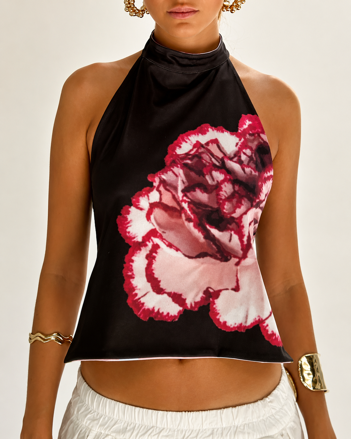 Kvinne Halterneck Tank Top Ryggløs Lett Stretch