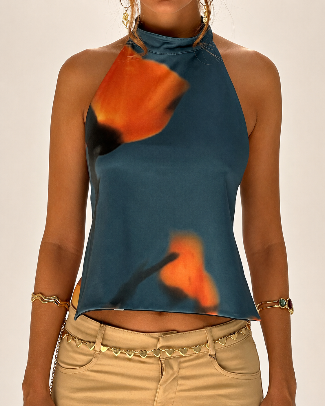 Kvinne Halterneck Tank Top Ryggløs Lett Stretch