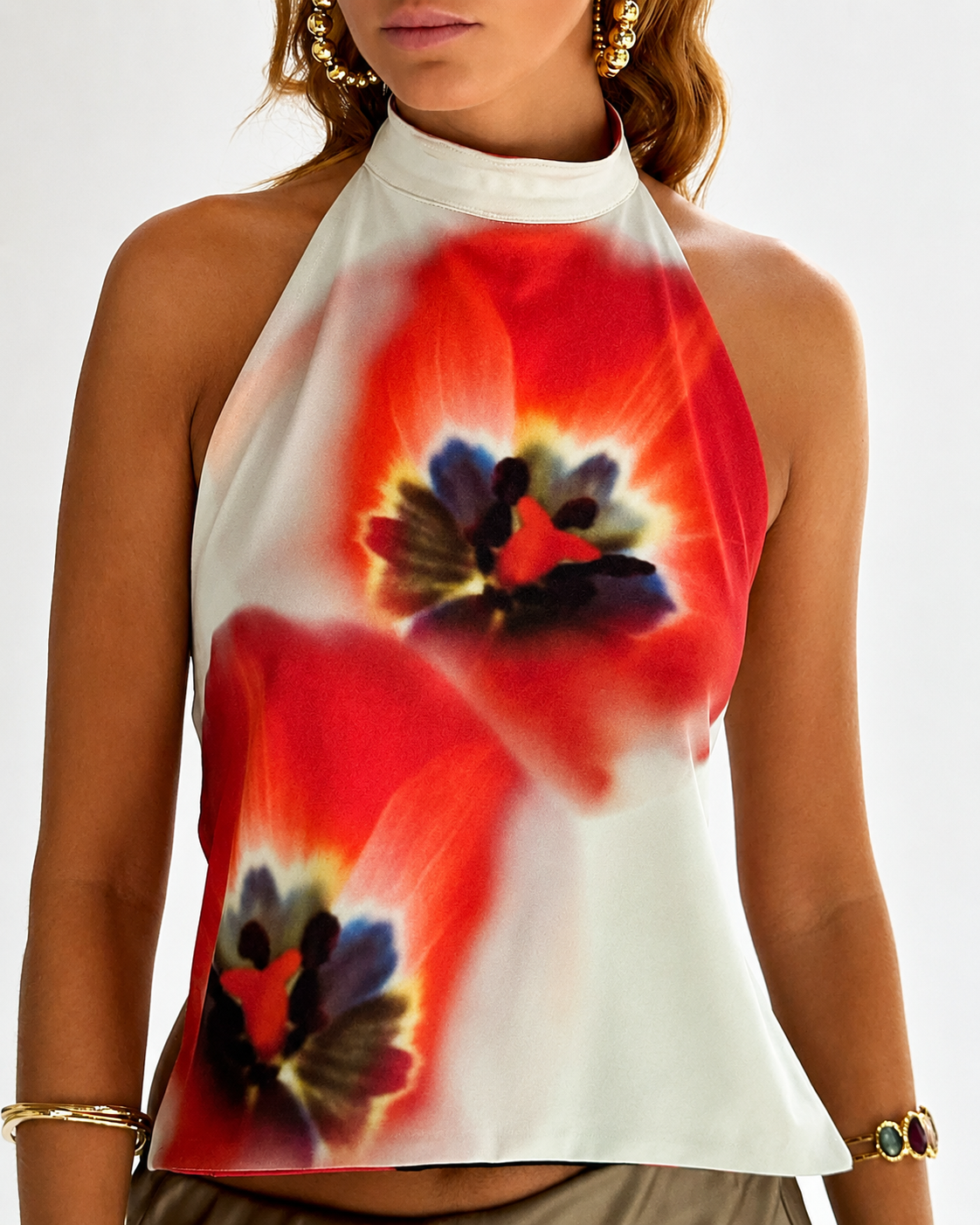 Kvinne Halterneck Tank Top Ryggløs Lett Stretch