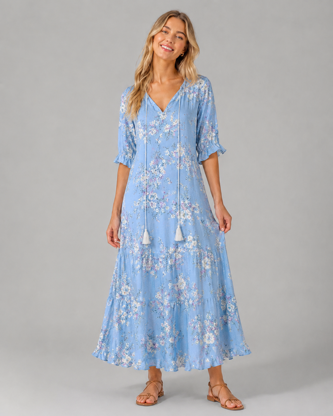 Kvinnesommerkjole Boho Vintage Stil