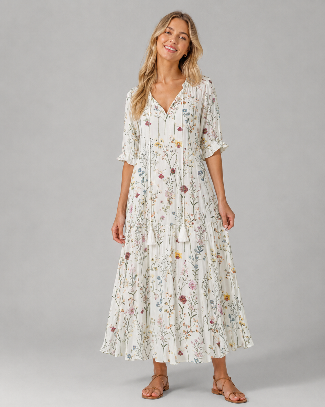 Kvinnesommerkjole Boho Vintage Stil