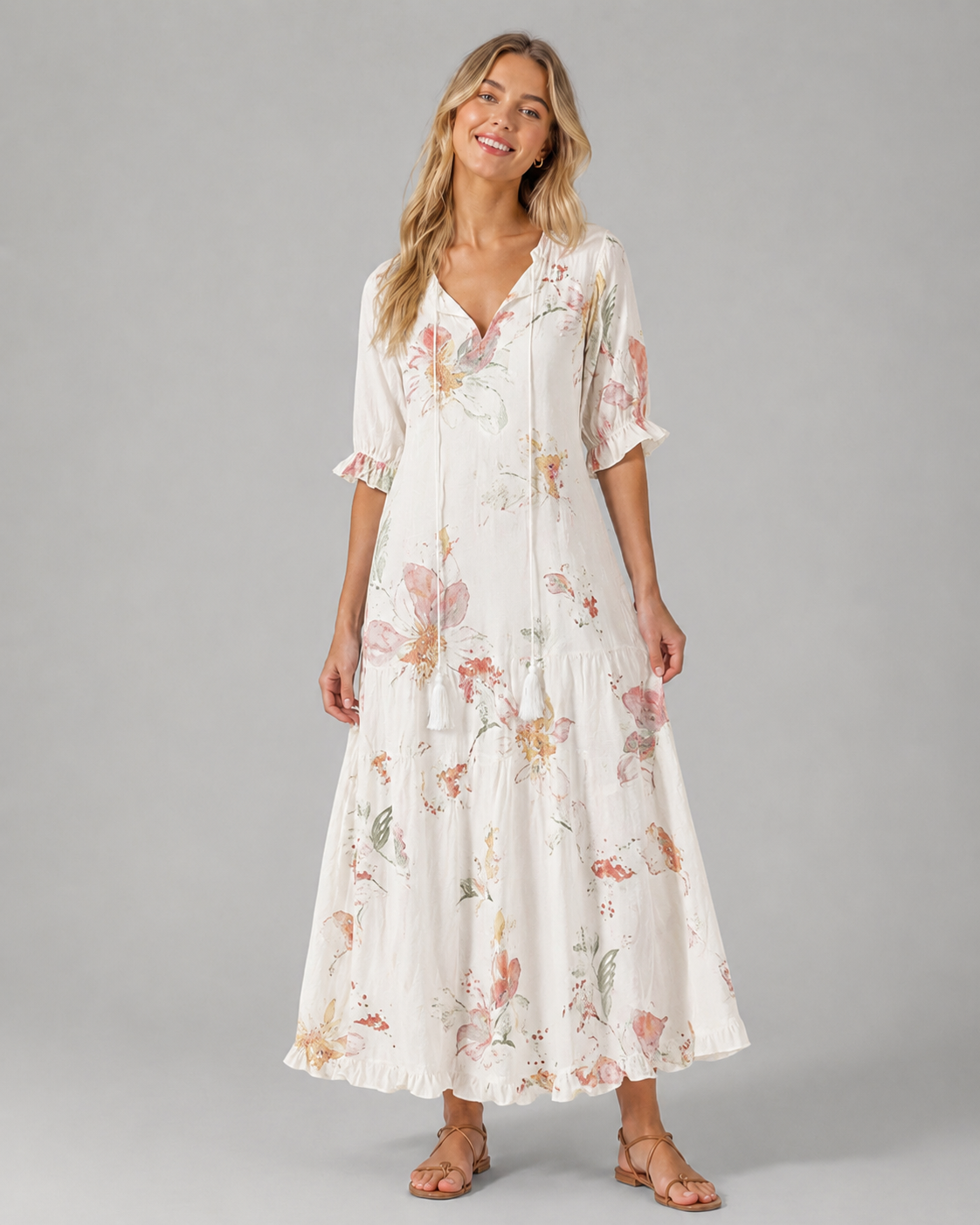 Kvinnesommerkjole Boho Vintage Stil