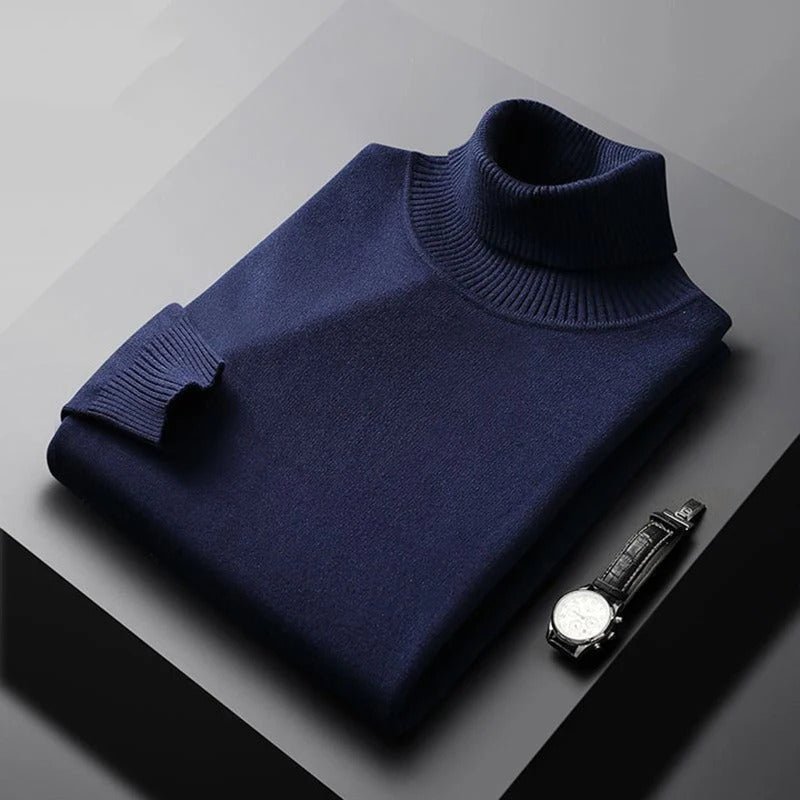 Herre Turtleneck Genser Klassisk Ullgenser i Bomull 1