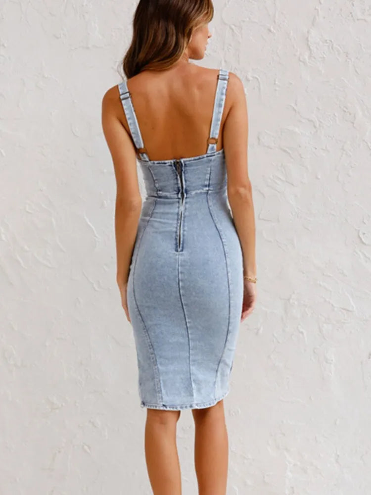 Damekjole Justerbare Stropper Denim-6