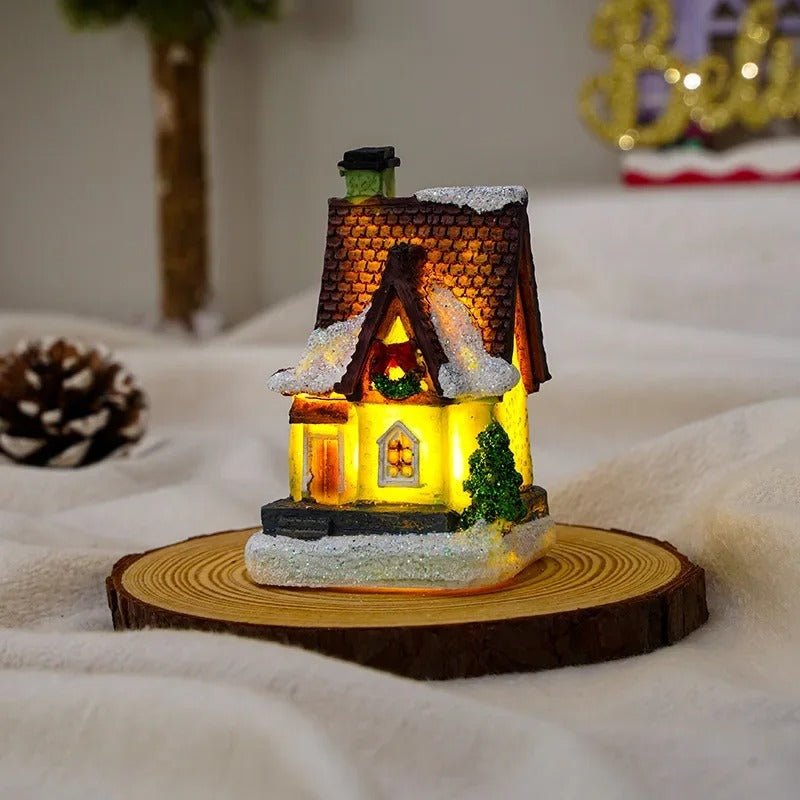 6 stk sett LED julescene landsbyhus
