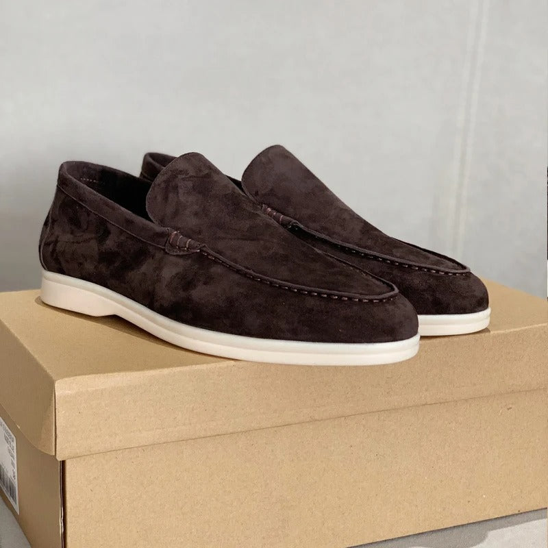 Loafers i semsket skinn for menn