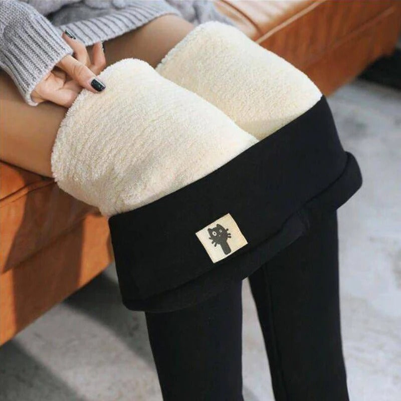 Fløyelsfôret fleece-leggings for kvinner