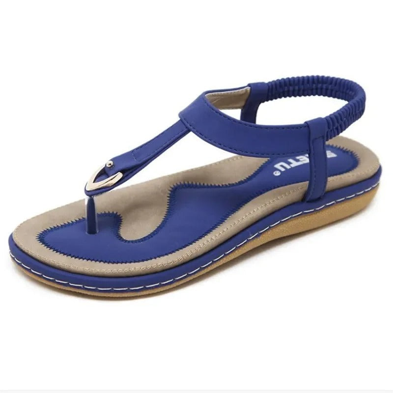 Flate sandaler med elastisk ankelrem for kvinner