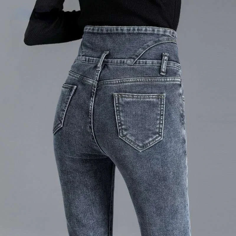 Termisk skinny jeans med høy midje