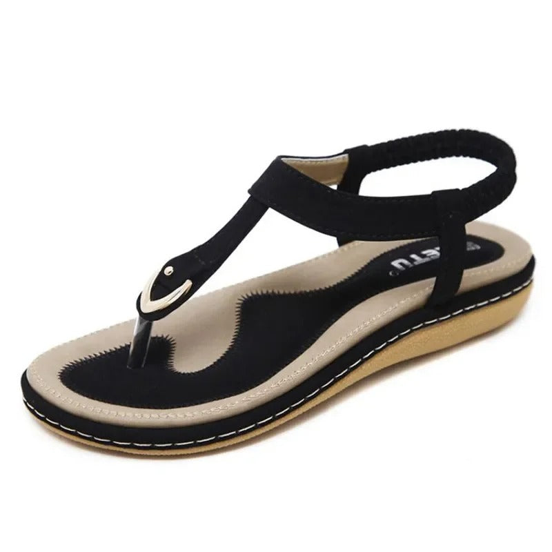 Flate sandaler med elastisk ankelrem for kvinner