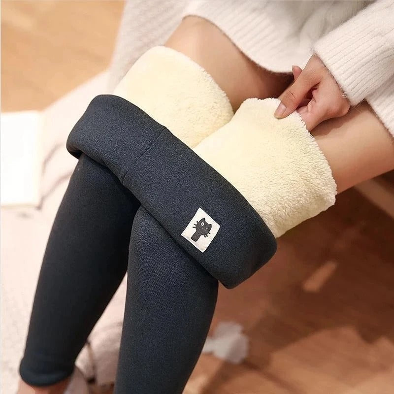 Fløyelsfôret fleece-leggings for kvinner