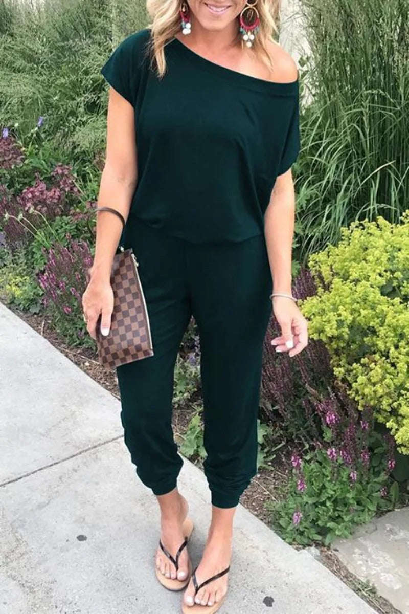 Løs jumpsuit uten skuldre for kvinner