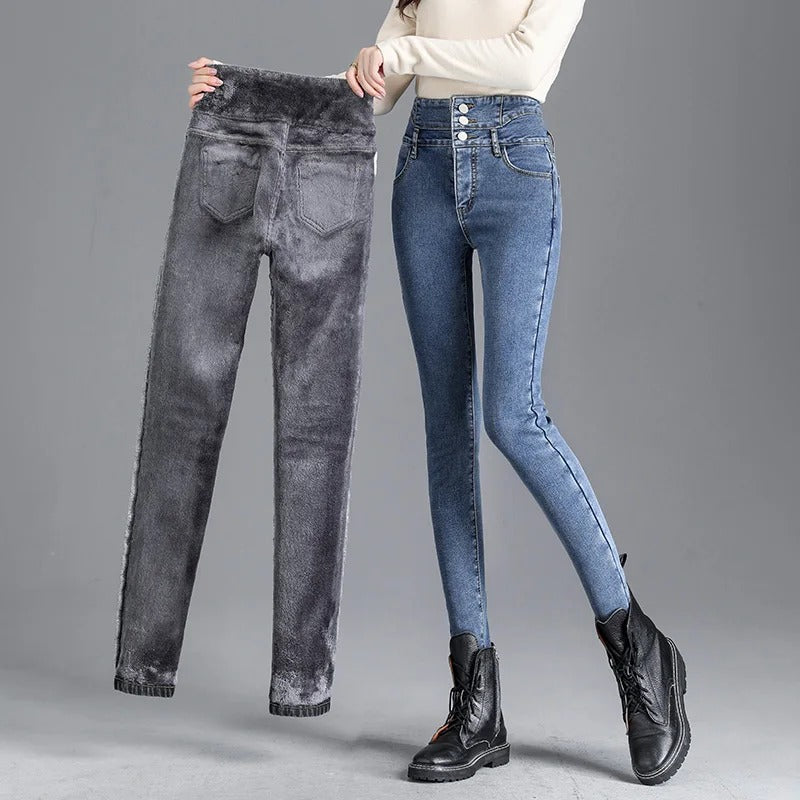 Termisk skinny jeans med høy midje