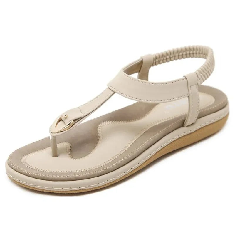 Flate sandaler med elastisk ankelrem for kvinner