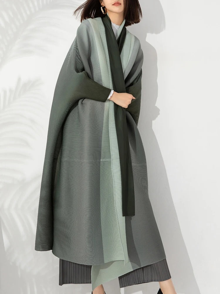 Gradient plissert trenchcoat for kvinner