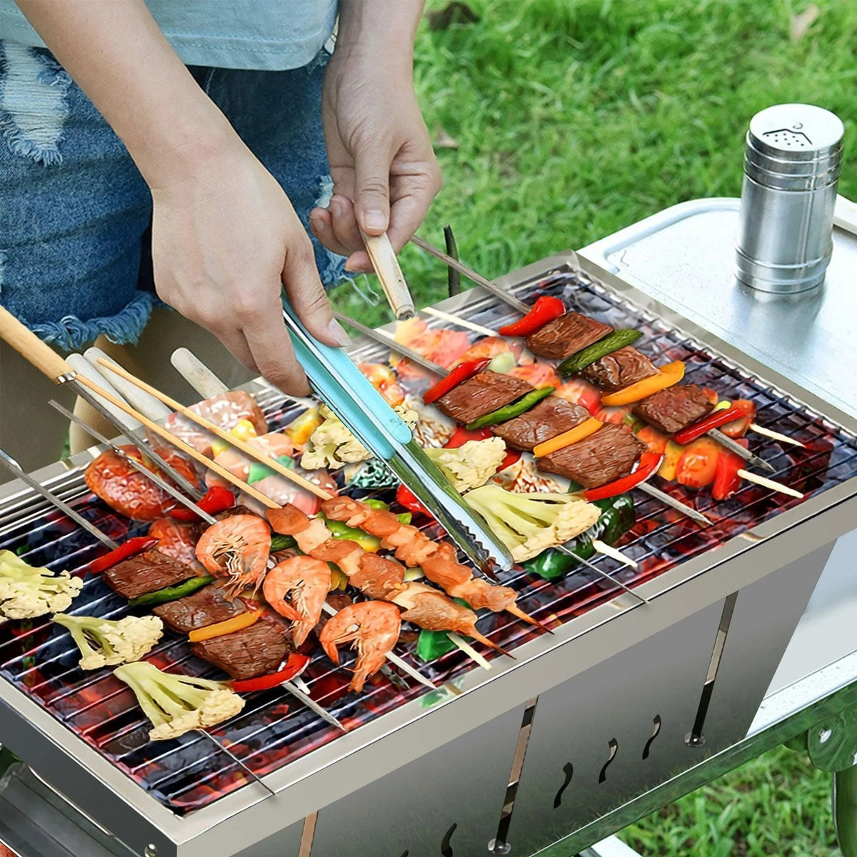 Bærbar grill i rustfritt stål