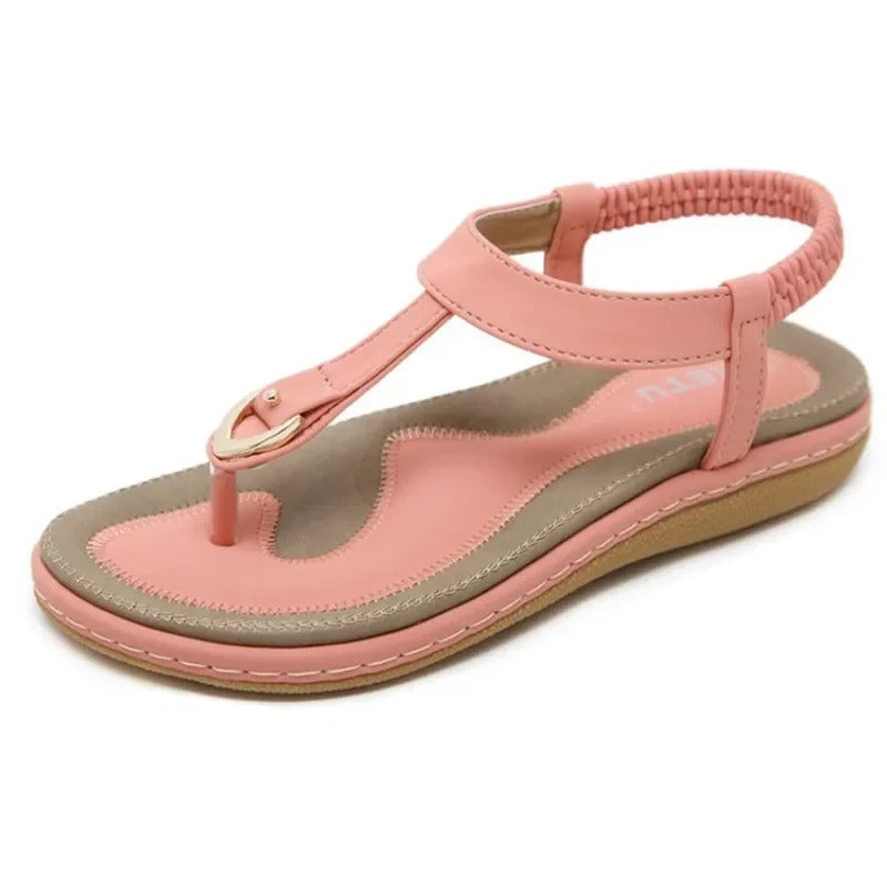 Flate sandaler med elastisk ankelrem for kvinner
