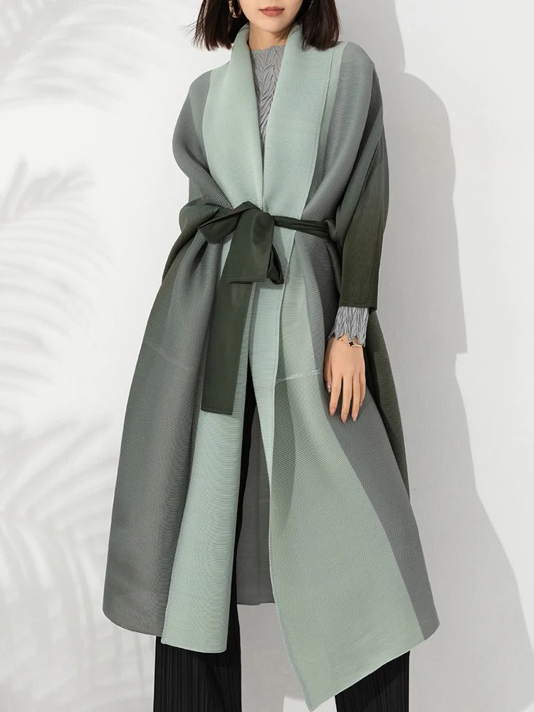 Gradient plissert trenchcoat for kvinner