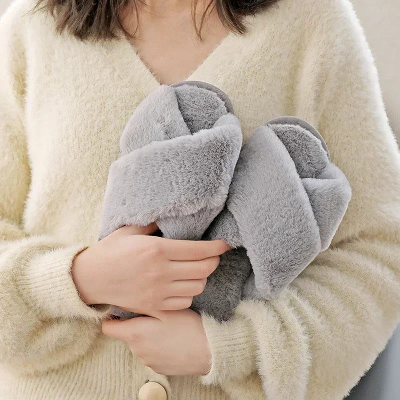 Cross Design myk plysj tøffel