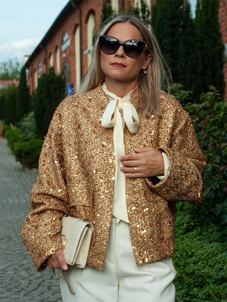 Gold Loose Casual jakke for kvinner