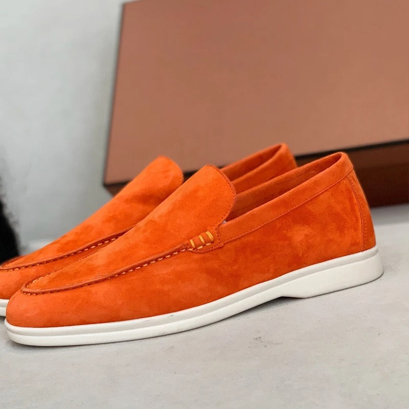 Loafers i semsket skinn for menn