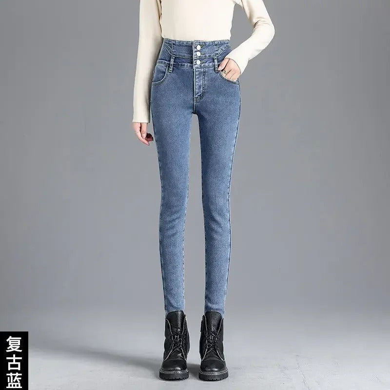 Termisk skinny jeans med høy midje