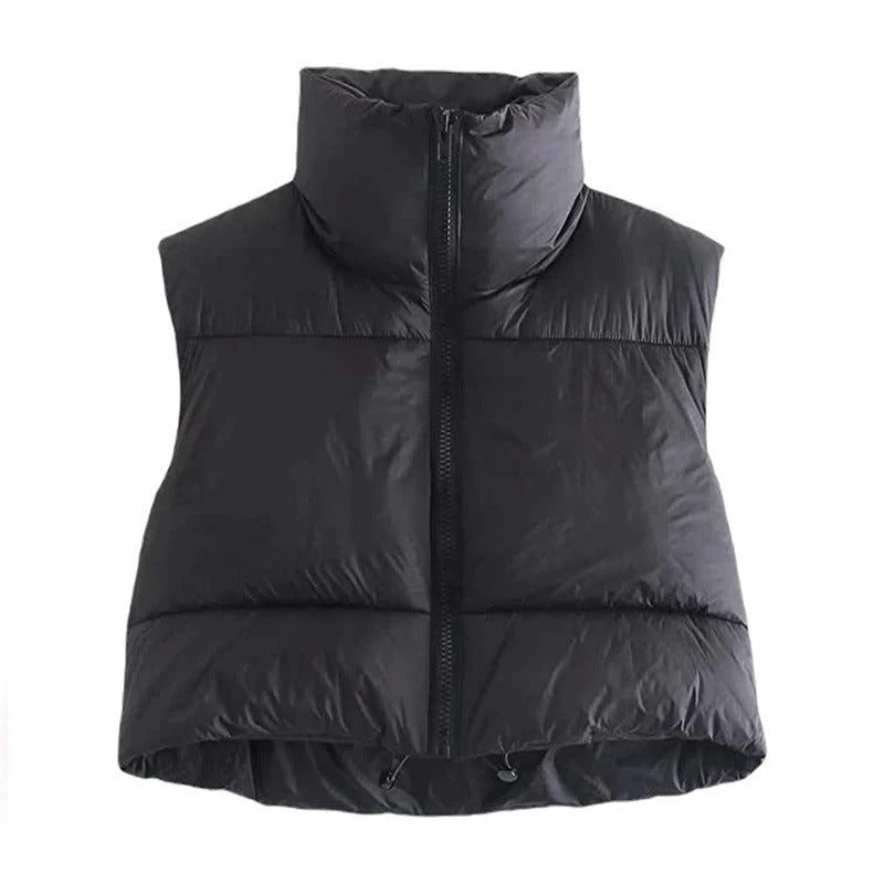 Cropped Puffer Vest til dame