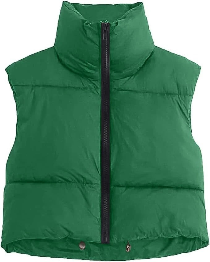 Cropped Puffer Vest til dame
